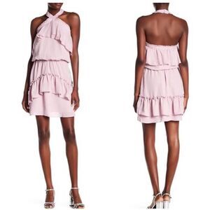 Parker Halter Neck Layered Ruffle Tiered Dress Size XS